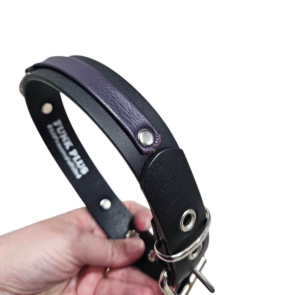 Funk Plus Choker Collar Buckle O-Ring Studded Black Purple Men's View 3
